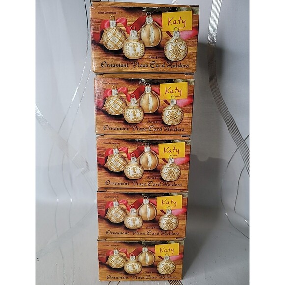 20 Giftco Christmas Holiday Glitter Ornament Place Card Holders 2" Tall w Boxes - Picture 15 of 15